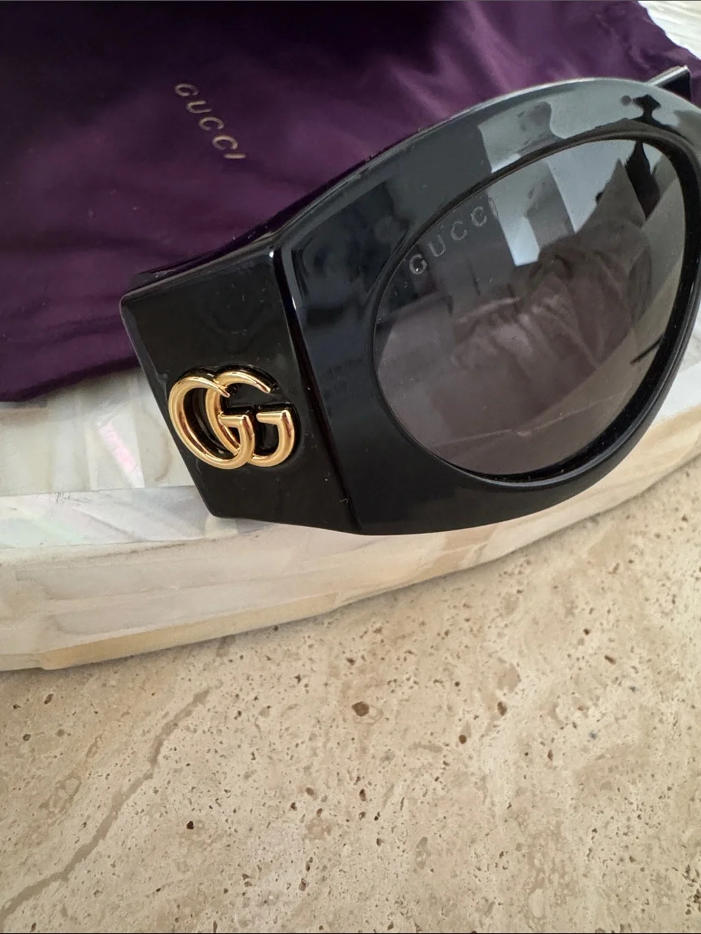 Gucci pouch matching cat